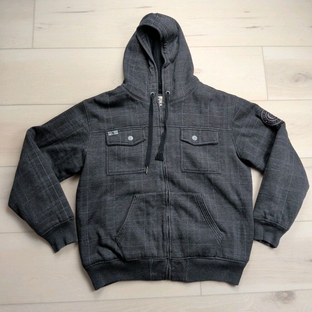 Fox Racing Created To Destroy Full‎ Zip Hoodie Mens XL Sherpa Lined Jacket Gray